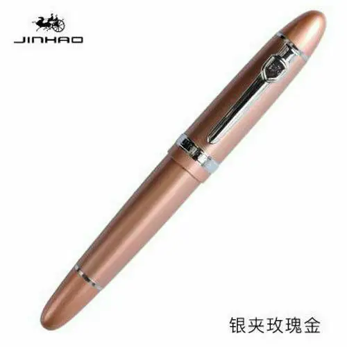 Rose Gold Silver Bobby запустил Jinhao 159 большой размер авторучка с винтовой крышкой тонкий наконечник канцелярские товары офисные школьные принадлежности penna stilografica - Цвет: Rose Gold Silver