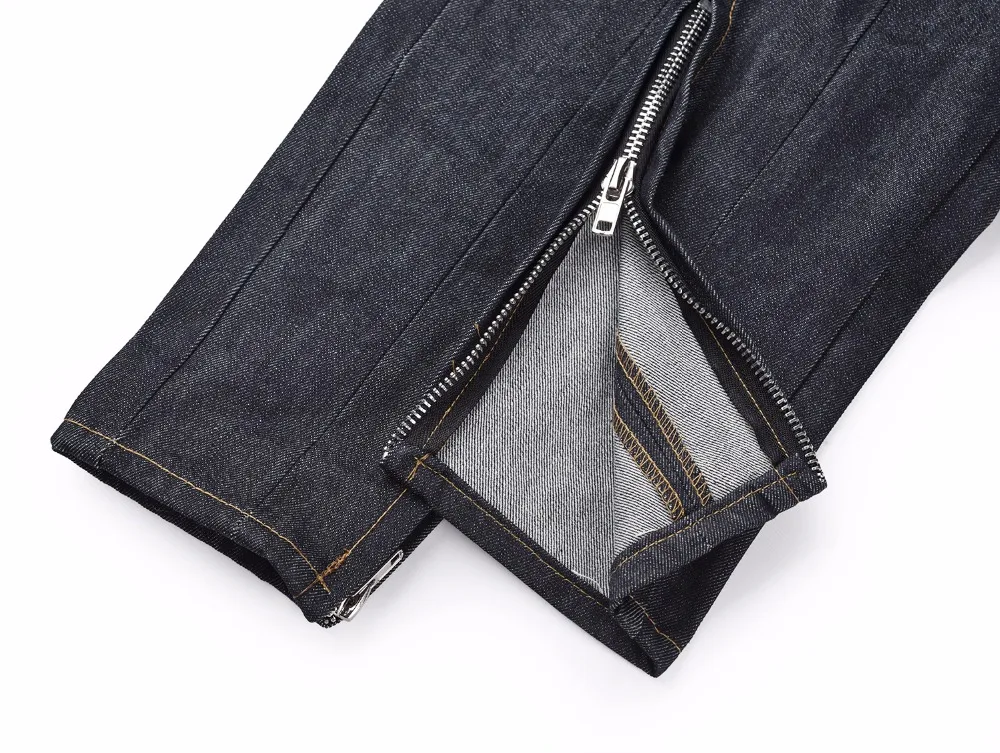 

2019 Fashion Autumn Black Slim Fit Jeans Europe and America High Street Zipper Retro Biker Jeans Men's Trend Hip Hop Denim Pants