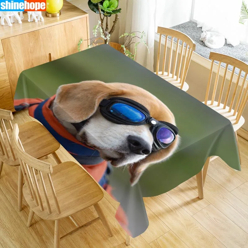 Заказной Рождественский Beagle собака Скатерть «Оксфорд» с принтом прямоугольная Водонепроницаемая маслостойкая Скатерть с изображением животных Свадебная скатерть