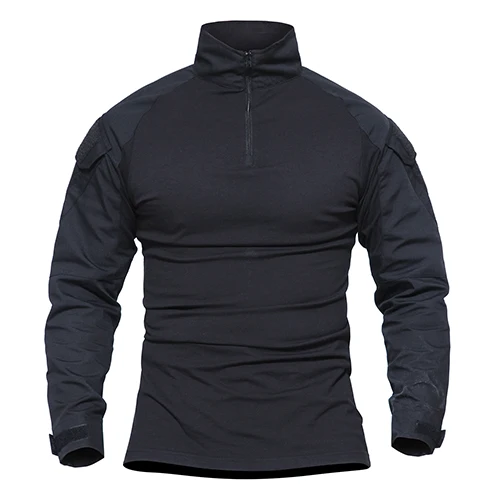 Black WOLFONROAD Мужская тактическая рубашка для кемпинга, походов, Мужская футболка с длинным рукавом, военная футболка, мужские охотничьи спортивные футболки, мужские рубашки - Цвет: Black