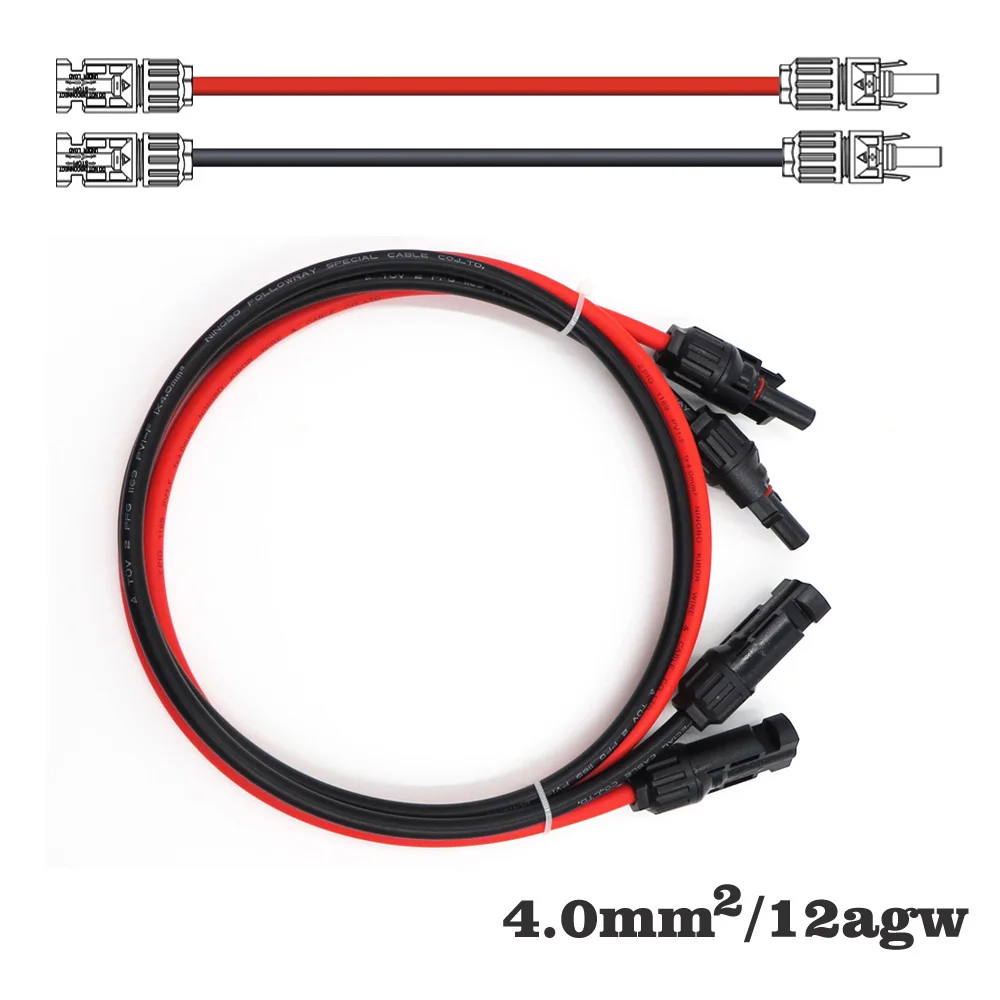 Удлинитель PV коннектора 1 пара/лот 12AWG 4 мм2 30/15/9/6/3/1 фута|Силовое и монтажное