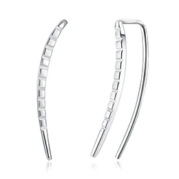 White Gold Color Серьги-альпинисты для ушей, настоящее 925 пробы, серебряные серьги-гвоздики, модные ювелирные изделия для женщин и девочек, Прямая поставка - Окраска металла: White Gold Color