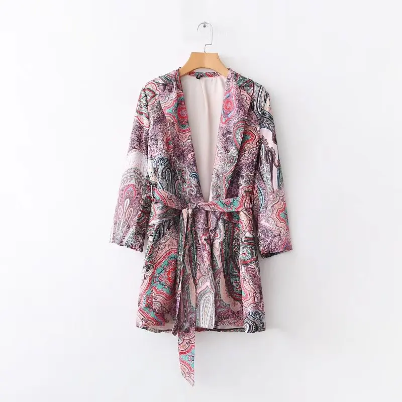 newpiece set women Suit female 2019 ethnic style lazy pajamas wind holiday clothing jacket + high waist wide leg pants suit | Женская