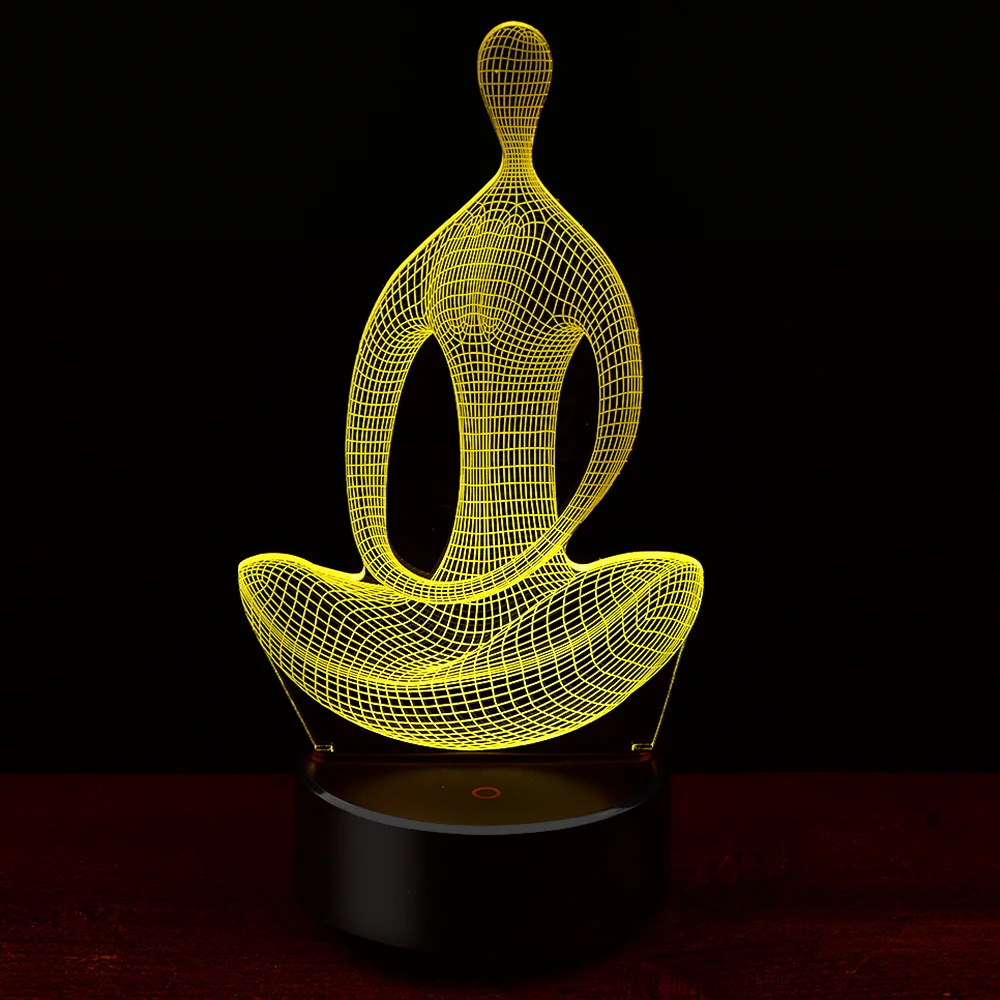 Медитация Йога акрил 7 цветов 3D LED Иллюзия Ночник светильник для спальни лампы