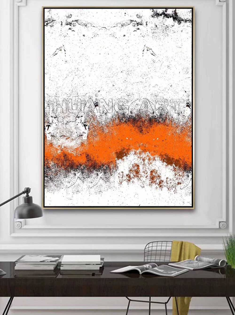 Modern Orange Abstract Oil Painting on Canvas Hand-painted High Quality Texture Acrylic for Living Room Decor | Дом и сад
