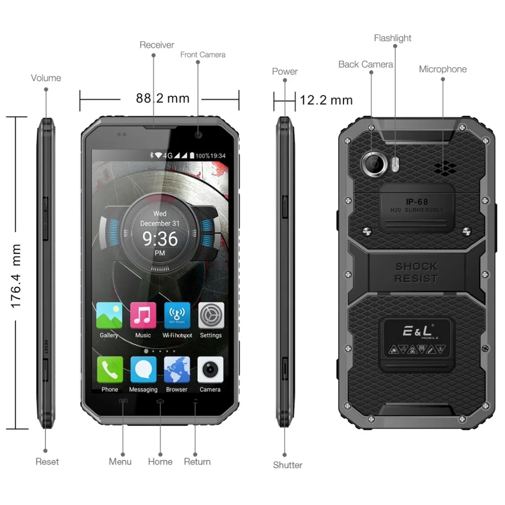 E & L EL W9 смартфон с 6 дюймовым дисплеем восьмиядерным процессором MTK6753 Android 5 1 ОЗУ 2