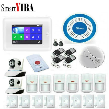 YB10640 SmartYIBA полный сенсорный экран 4,3 дюймов Wifi GSM беспроводная домашняя охранная сигнализация видео IP камера совместима с Alexa - Цвет: YB10640