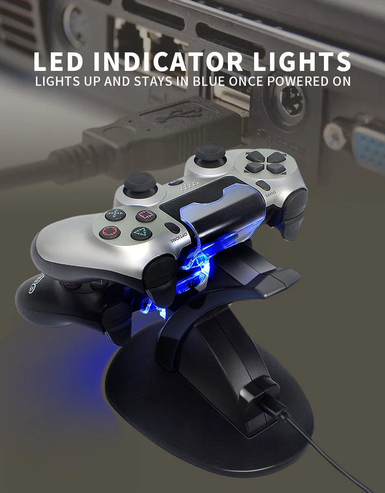 Зарядное устройство с двумя портами usb для sony Playstation PS4, контроллер, зарядная подставка для PS4 Pro/тонкий беспроводной геймпад