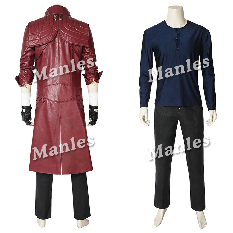 Game DMC 5 Dante Cosplay Costume Leather Jacket Pants Adult Men Halloween Carnival Deluxe Costume Props Shoes Outfit Custom Made