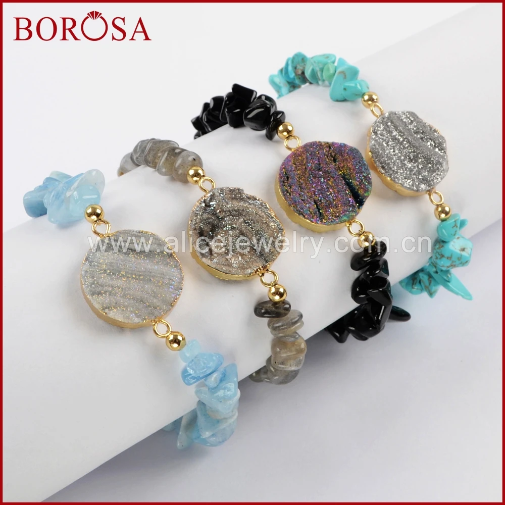 BOROSA 5 шт. золотой цвет круглый титан радуга галактика с множеством камней чипы