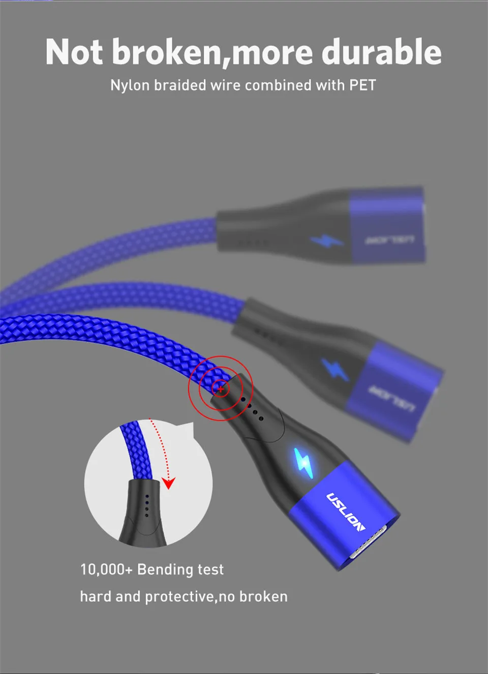 Магнитный кабель для быстрой зарядки USLION 1 м Micro usb type C для iPhone samsung Xiaomi 3A Micro usb type-C Магнитный кабель для зарядки и передачи данных