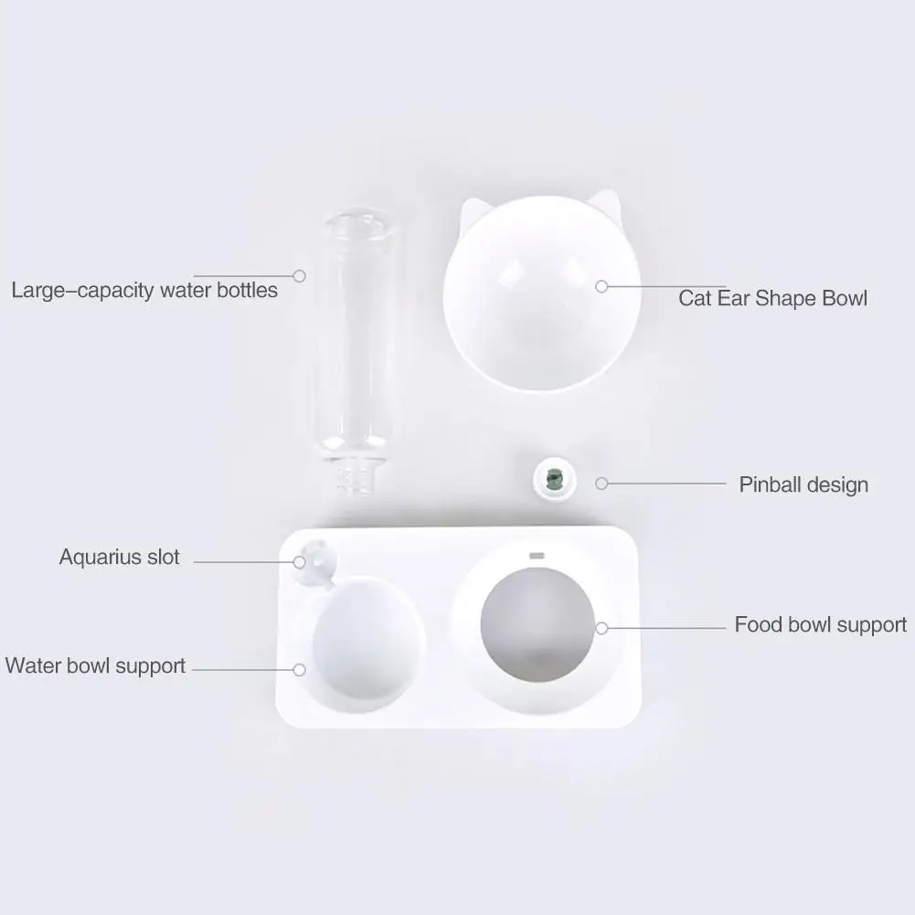 Pets Water and Food Bowl Set Cat Automatic Circulation Water Dispenser Cute Shape Dog Anti-Overturning Feeder Pet Supplies 20E