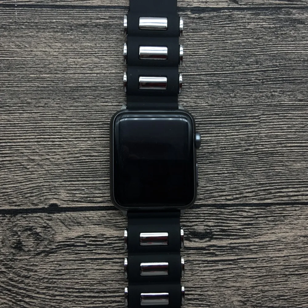 Силиконовые каучуковый ремешок для Apple Watch Series 4 резьба пряжки часы наручные серии