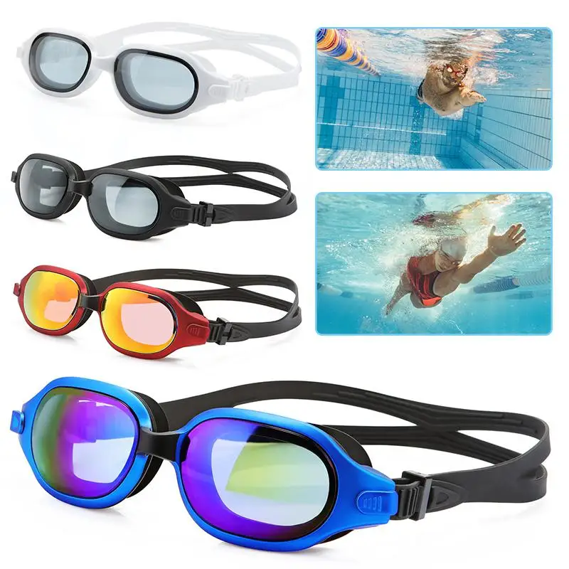 

HobbyLane Men/ Women Swimming Googles Large Frame Adjustable Silicone Glasses