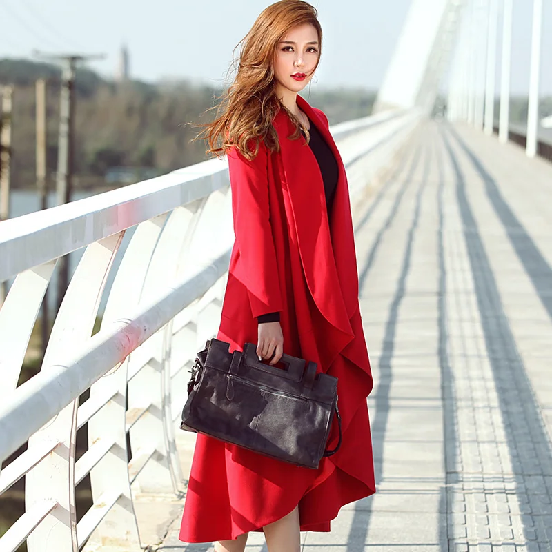 Новая мода осень зима Для женщин средней длины плюс Размеры Тренч женский