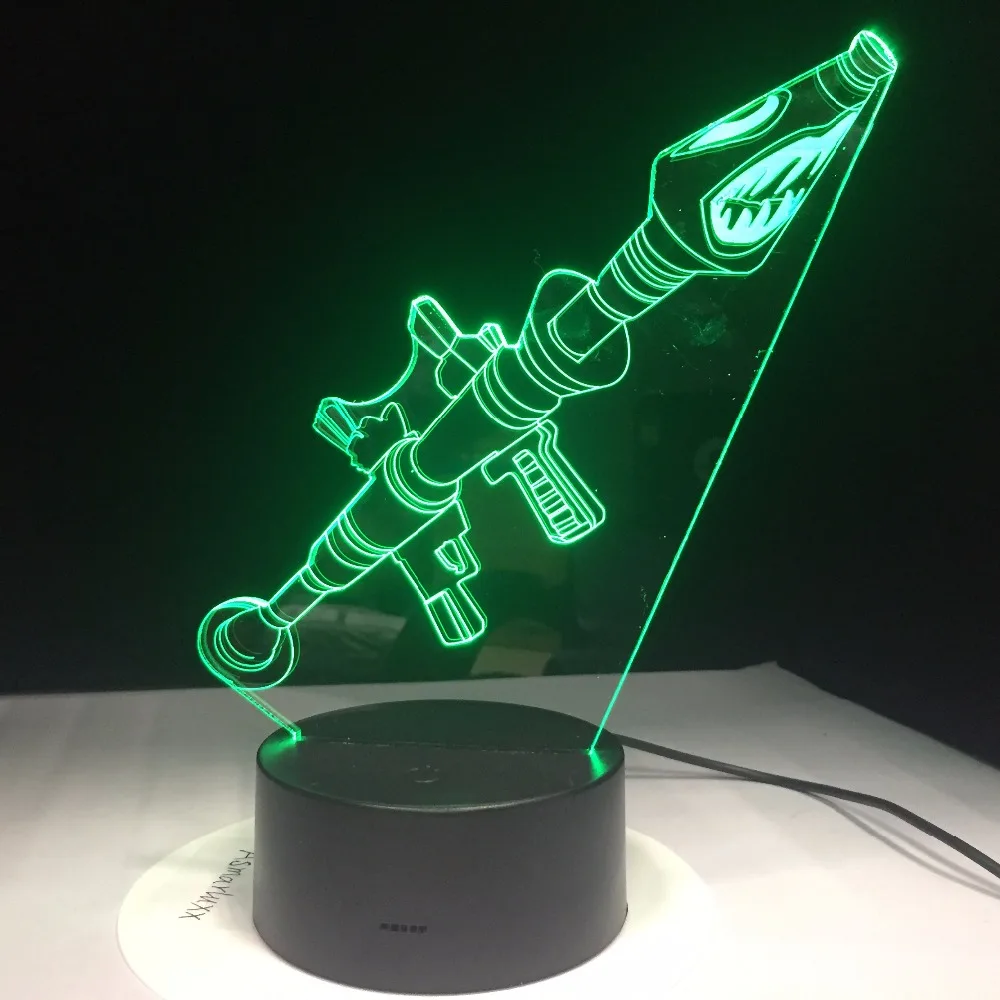 Шрам M4A1 пистолет 3D лампа акриловый кристалл RGBW сменный светодиодный светильник