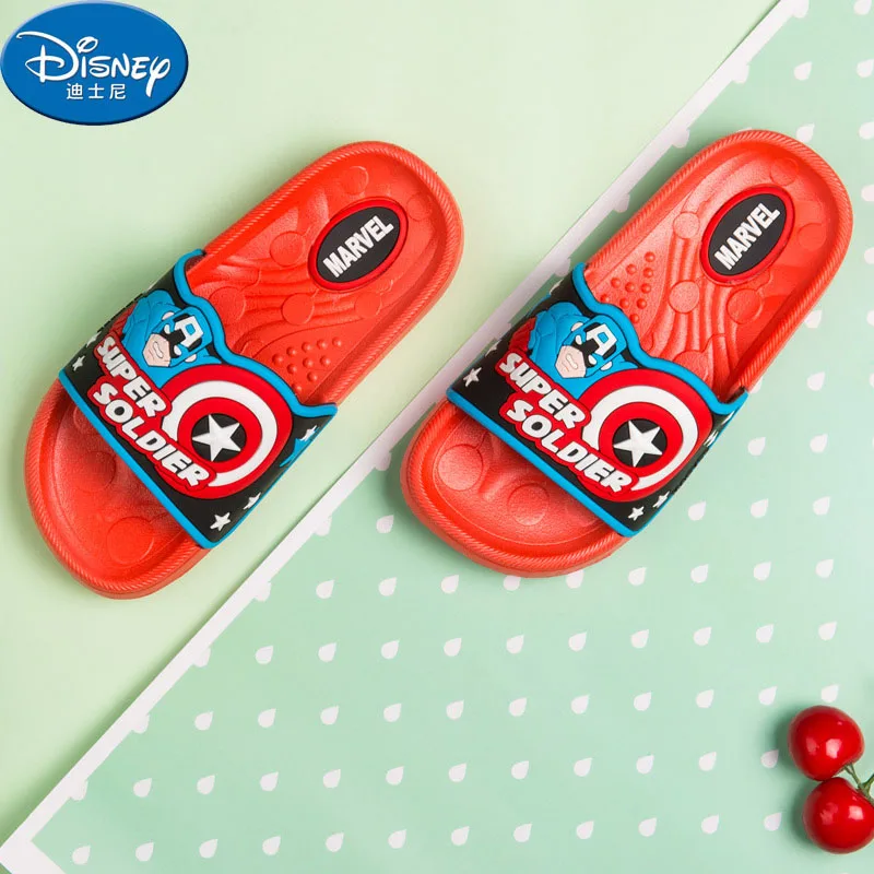 Disney Shoes Flip Flop For Kids Marvel Spiderman Baby Boy Girls Summer Cartoon Non-slip PVC Flat Heels Size 24-35 |