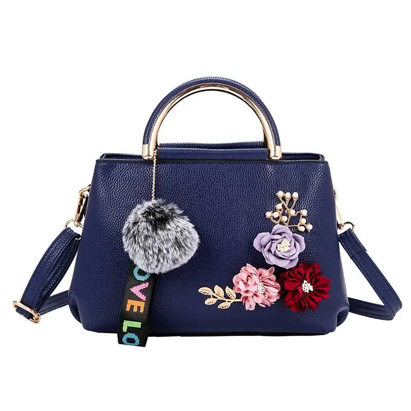 Unishow Designer Simple Sticky Flower Women Handbag Multi-layer Women Shoulder Bags Brand Female Small Women Crossbody Bag - Цвет: Синий