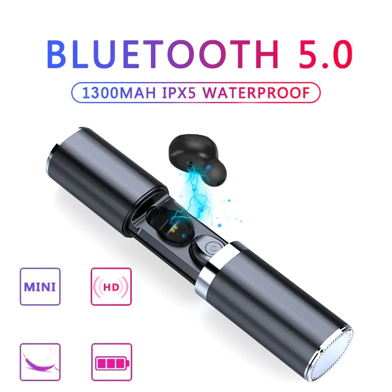 Беспроводные Bluetooth 5 0 наушники мини TWS спортивные с зарядным устройством стерео