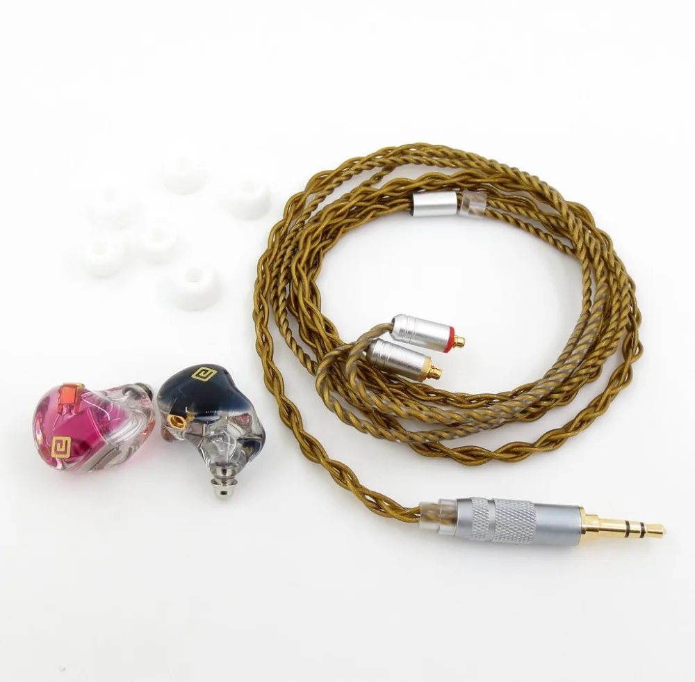 LN005919 чистый серебряный золотой кабель+ DIY пользовательские 5 единиц динамики арматура в ухо наушники+ MMCX кабель для Shure se535 se846