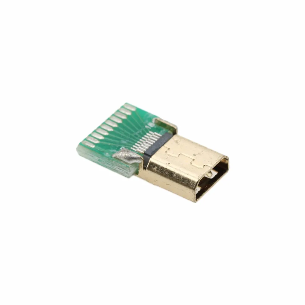 JCD Позолоченный разъем HDMI типа D штекер Micro совместимый с печатной