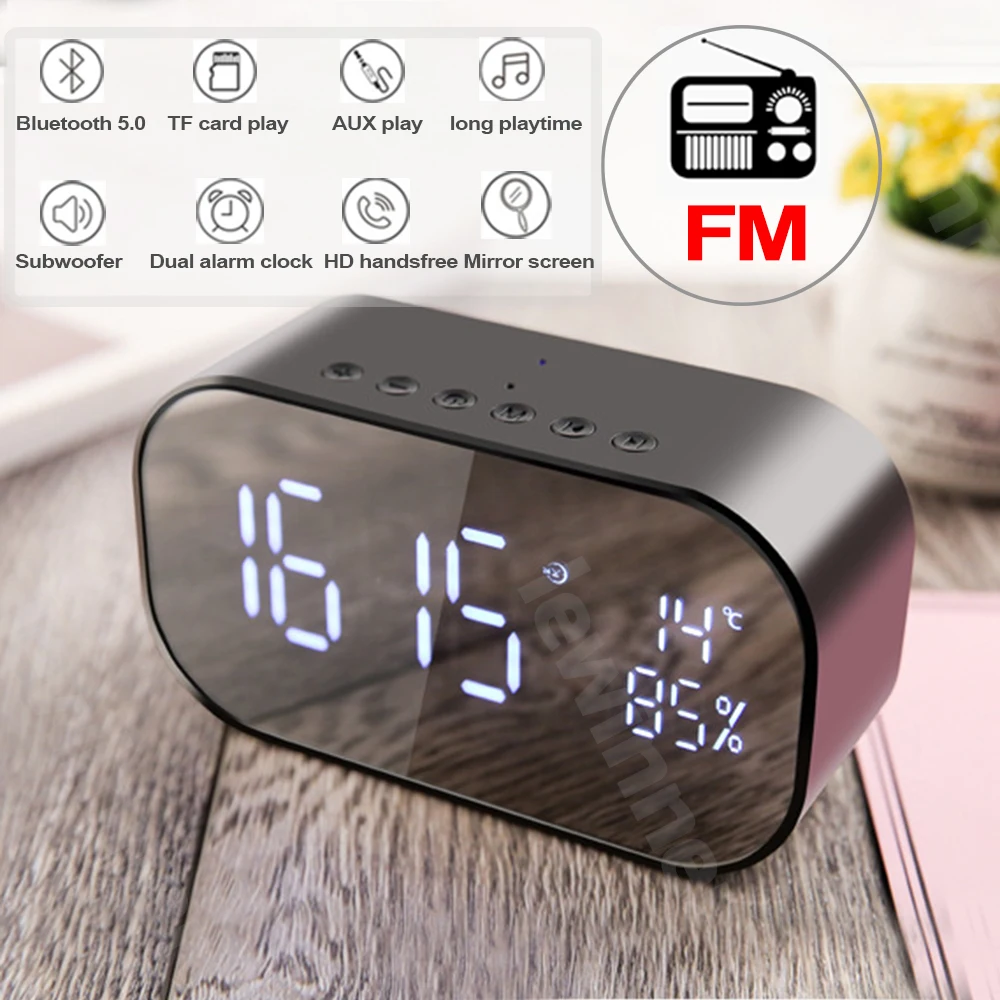 Bluetooth-Колонка со светодиодным будильником и FM-радио Aux TF USB | Электроника