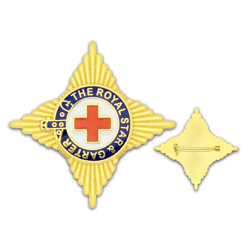 

High quality red cross metal badge customizable plated metal badge back pin