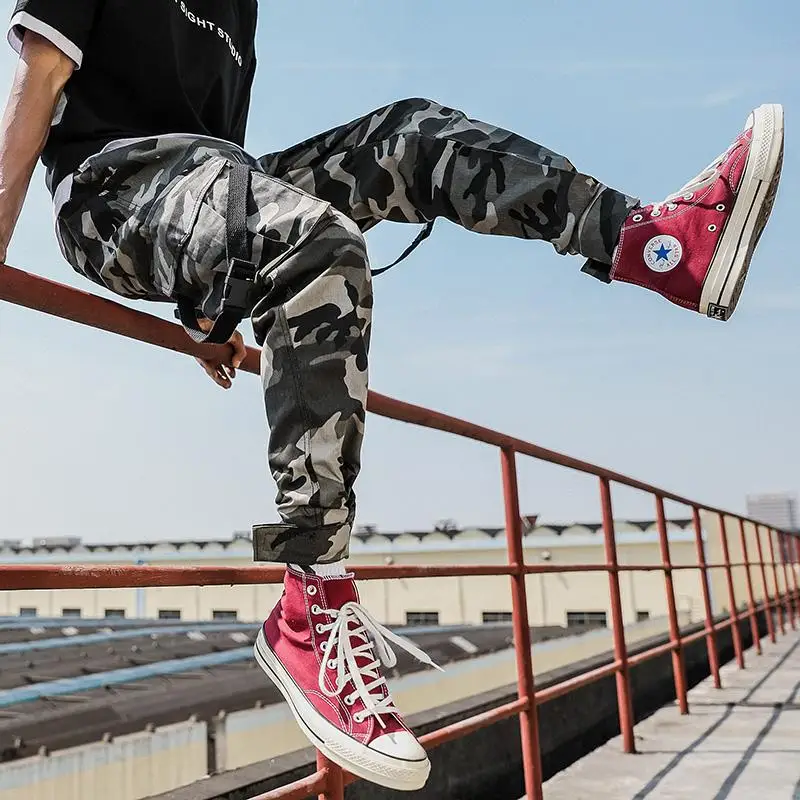 Green Camo Pants Мужские брюки-карго из хлопка с эластичной резинкой на талии, классические брюки-карго длиной до щиколотки с несколькими карманами, камуфляжные брюки-карго XXXXXL - Цвет: Green Camo Pants