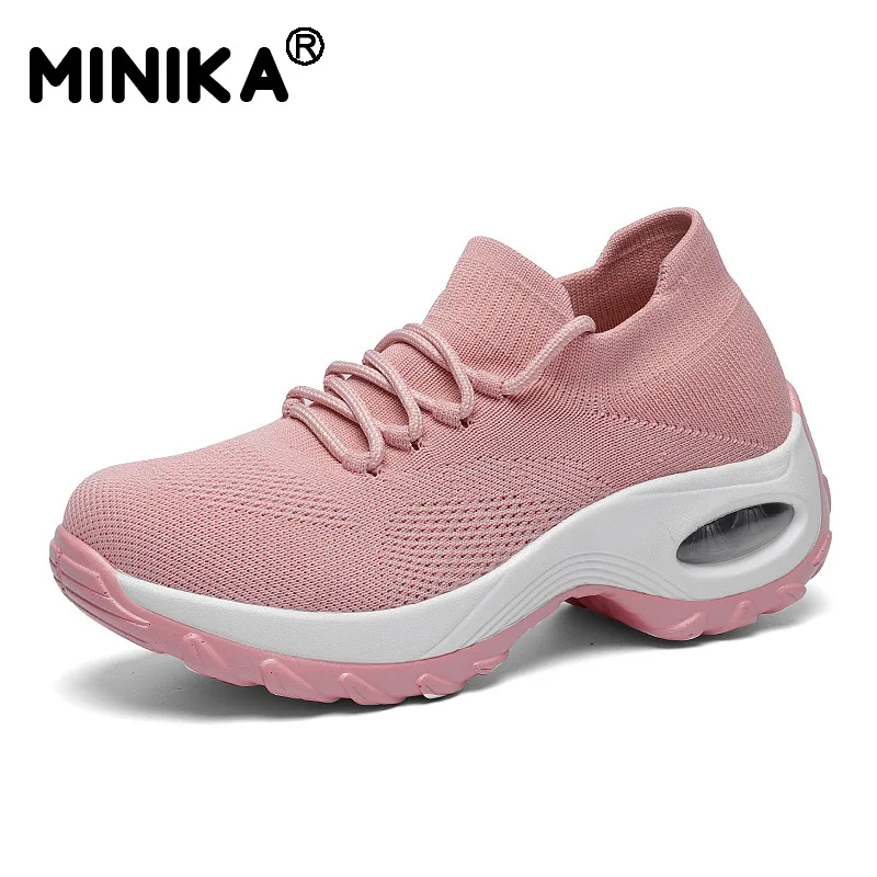 pink Женские кроссовки; летняя модная дышащая повседневная обувь из сетчатого материала со шнуровкой; женская мягкая обувь на плоской подошве для удобной ходьбы; tenis feminino - Цвет: pink