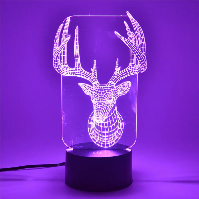 Акриловая 3D иллюзия светодиодная сенсорная настольная лампа Рождественский