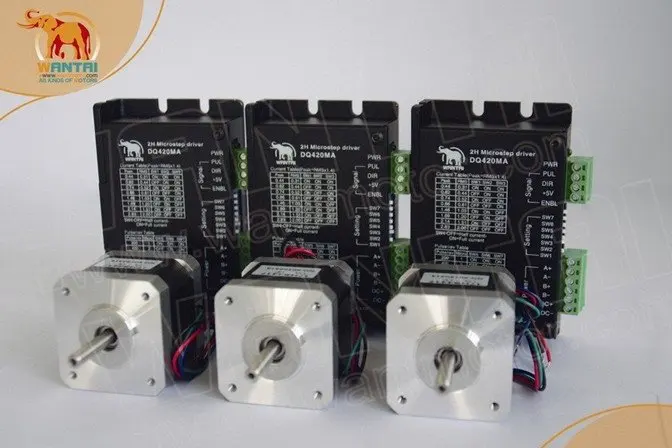 Новое поступление! 3-осевой шаговый двигатель Wantai Nema 17 42BYGHW208 37oz-in + Драйвер DQ420MA 1.7A