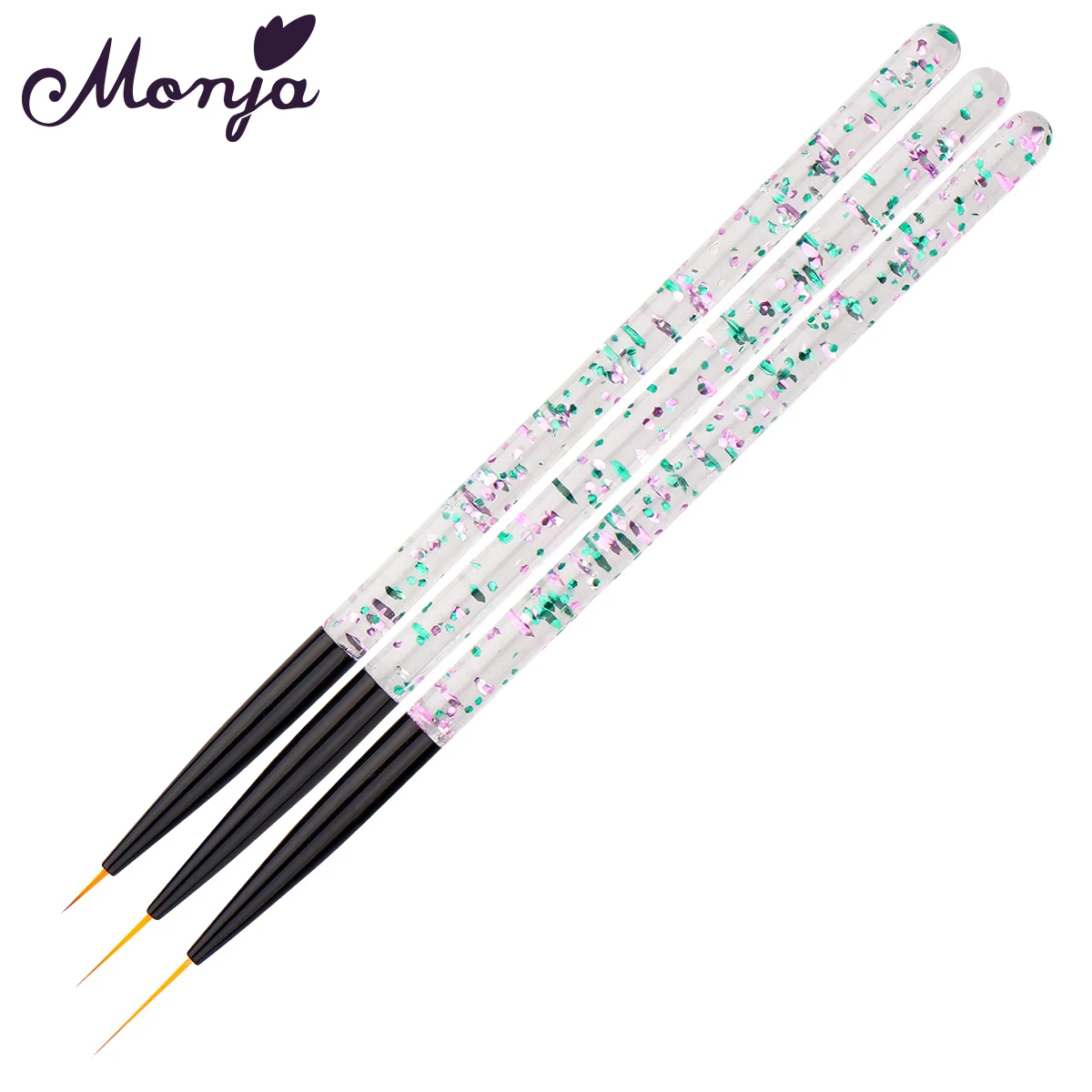 Monja 3 шт./компл. с акриловыми ручками Nail Art французский вкладыш линии полоски кисть для рисования шаблон дизайна DIY чертежный карандаш для маникюра, инструменты