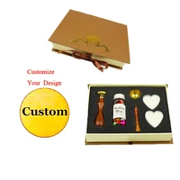 mdlg vintage custom made two letters picture logo wedding invitation wax seal sealing stamp sticks spoon gift box kit set