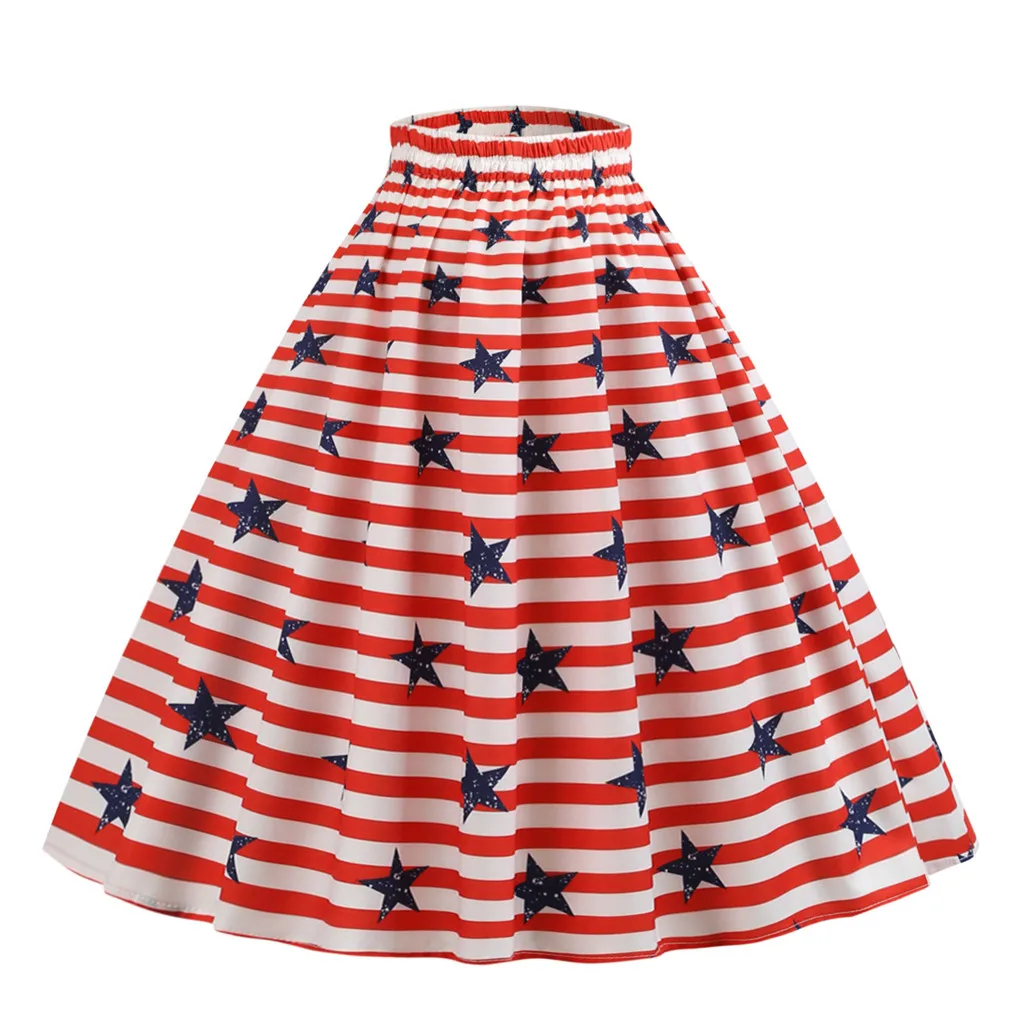 Свободная повседневная юбка для девочек женская модная с принтом американского