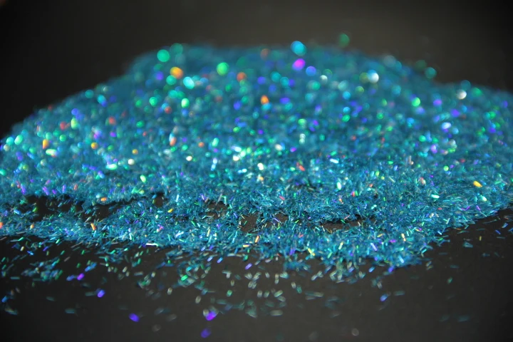 Голографические стойкие к растворителям синие блестки блестящие полоски