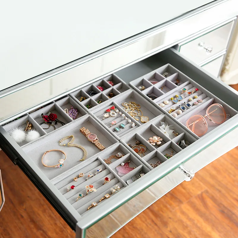 Fashion Exquisite Ring/Earrings Diplay Stand Velvet Jewelry Exhibitor Shelf Display Tray fit Glass Boxes | Дом и сад