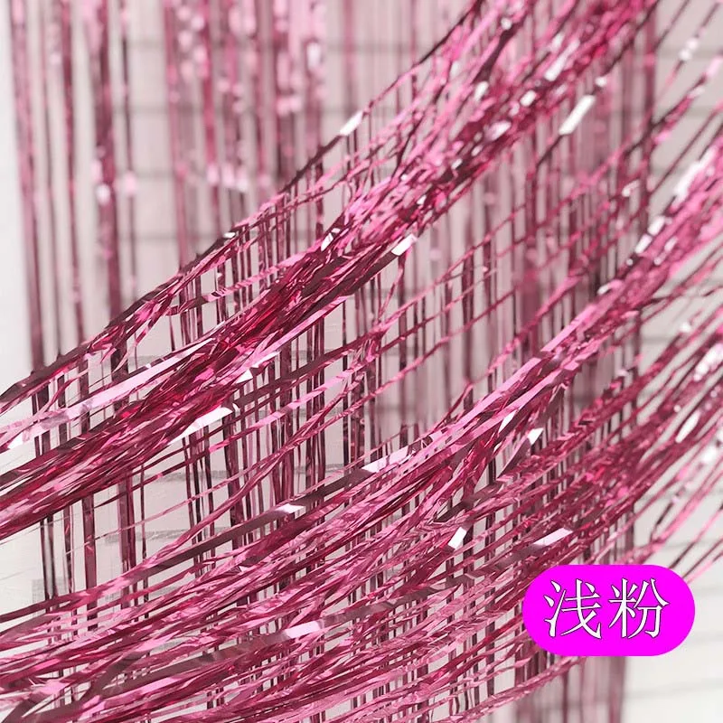 Light pink 1 комплект 1x2 м матовый золотой серебристый металлик хромированная фольга бахрома Блестящий дождь занавес декор свадебный Декор фотографии фоновые принадлежности - Цвет: Light pink