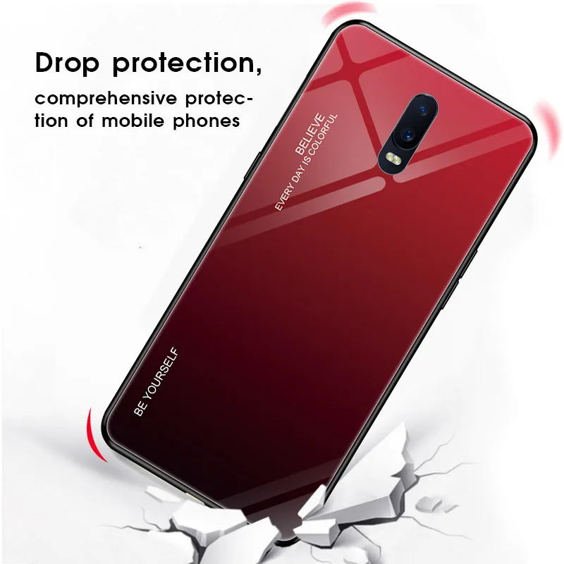 Gradient Tempered Glass Phone Case For OPPO F11 Pro R17 Find X R15X R19 K1 Silicone TPU Frame Hard Cover |