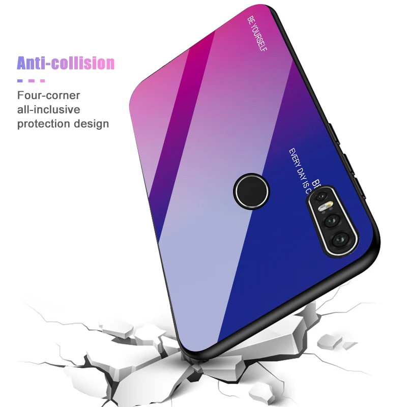 Градиентный чехол из закаленного стекла для Huawei P30 P20 Lite Pro стеклянный P Smart Plus 2019 |