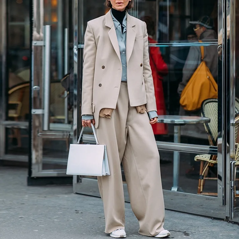 TWOTWINSTYLE повседневные женские костюмы Асимметричный блейзер с длинными рукавами