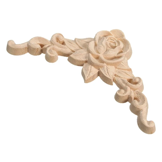 

8*8 см деревянная резная угловая накладка, аппликация, декор, мебель, ремесло, неокрашенный Декор для дома