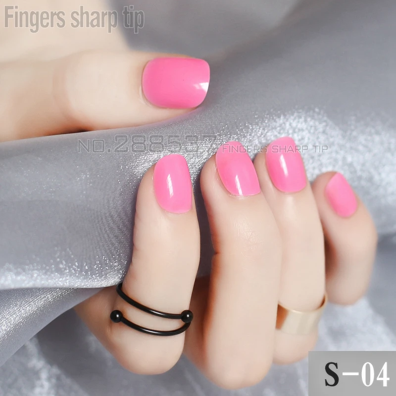 24 шт. Простые Модные сплошной цвет роза красная накладные ногти блестящая