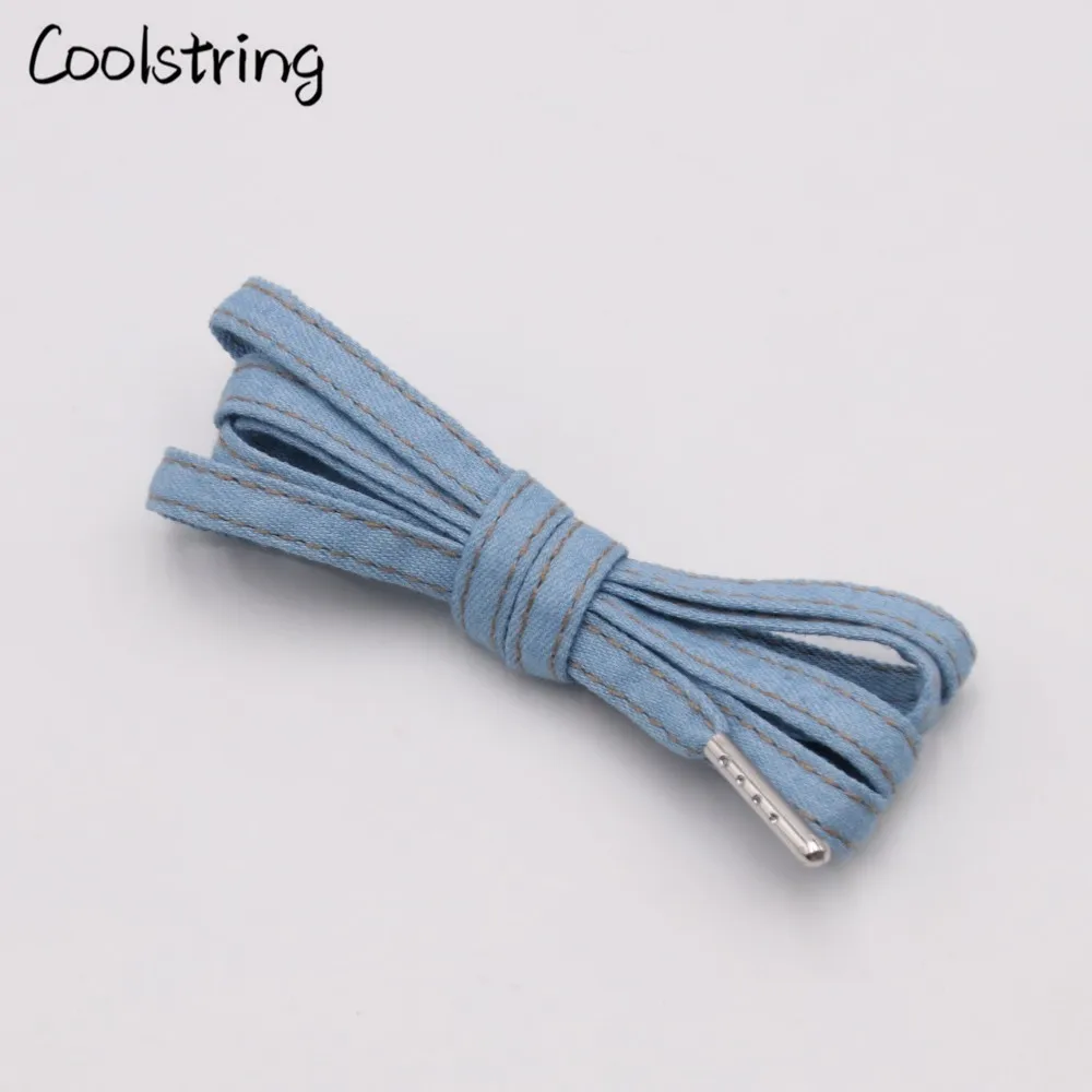 Coolstring 8 мм Премиум плоские джинсовые шнурки металлические Aglet классические шнурки подгонять ваши ноги синий черный шнурки для кроссовок