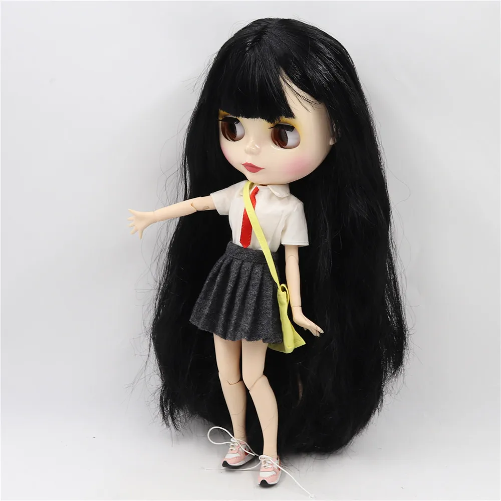 Ледяной DBS Blyth кукольные 1/6 30 см bjd шарнирное тело из белой кожи черные прямые