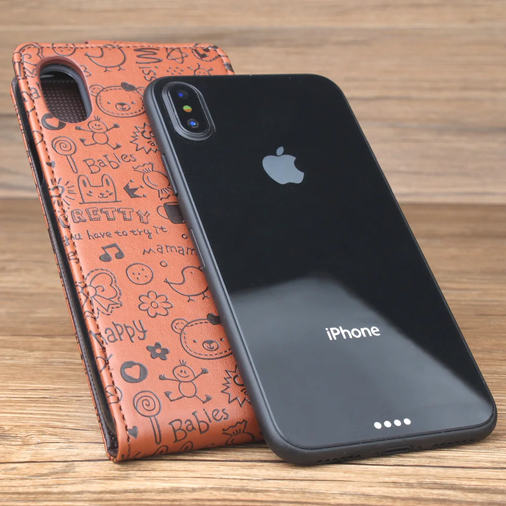 Высококачественный флип-чехол-бумажник из искусственной кожи для iphone X чехол