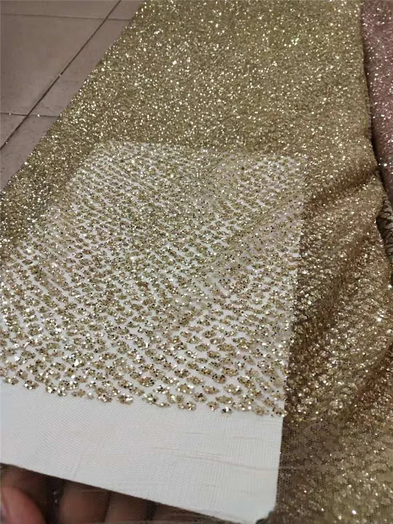 High quality wedding fabrics fashionable French yarn glittering sequins African lace Nigeria embroidered dress fabric | Дом и сад