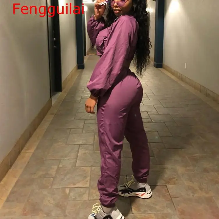 Женский комплект из двух предметов Fengguilai фиолетовый укороченный топ с длинным