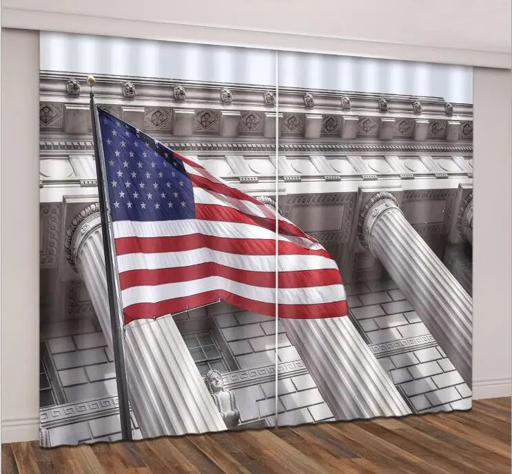 3D оконные занавески с принтом флага США декоративные для гостиной гостиницы