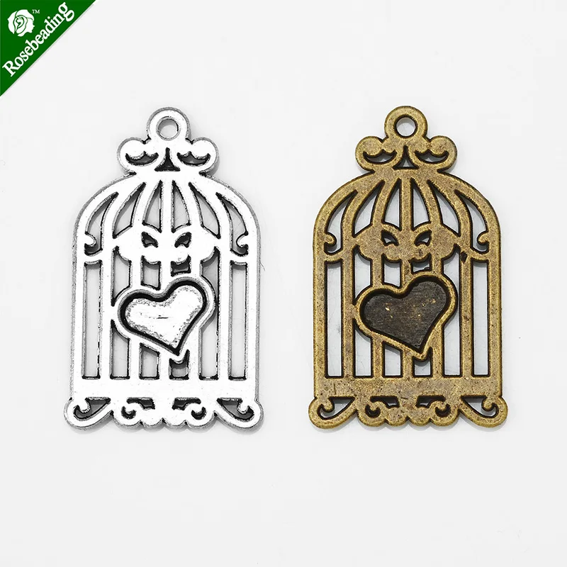 10 антикварных подвесок в клетку свободный кулон виде птицы для ожерелья подвески