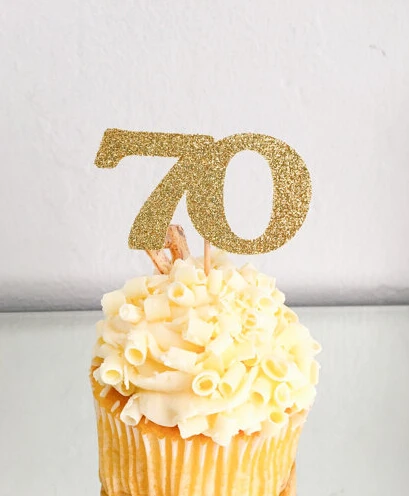 Популярный с блестками кекс toppers 70th День Рождения украшения под заказ номер